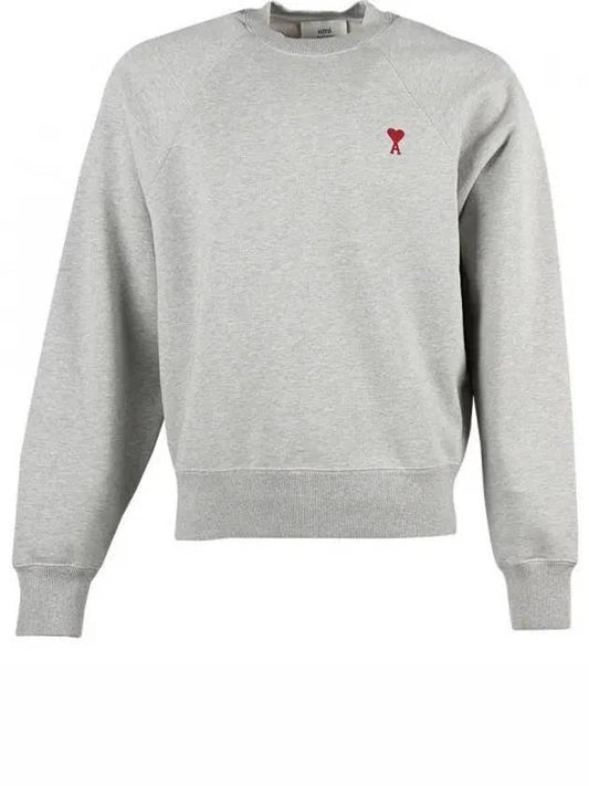 Cotton Heart Logo Sweatshirt Grey - AMI - BALAAN 2