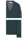 Wappen Patch V-Neck Wool Cardigan Blue Green - STONE ISLAND - BALAAN 6