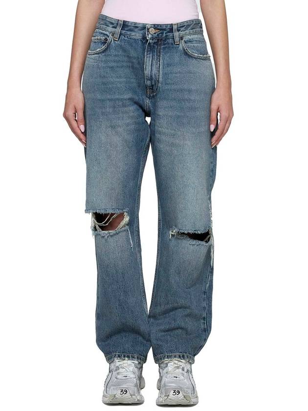 Vintage Effect Denim Straight Jeans Blue - BALENCIAGA - BALAAN 8