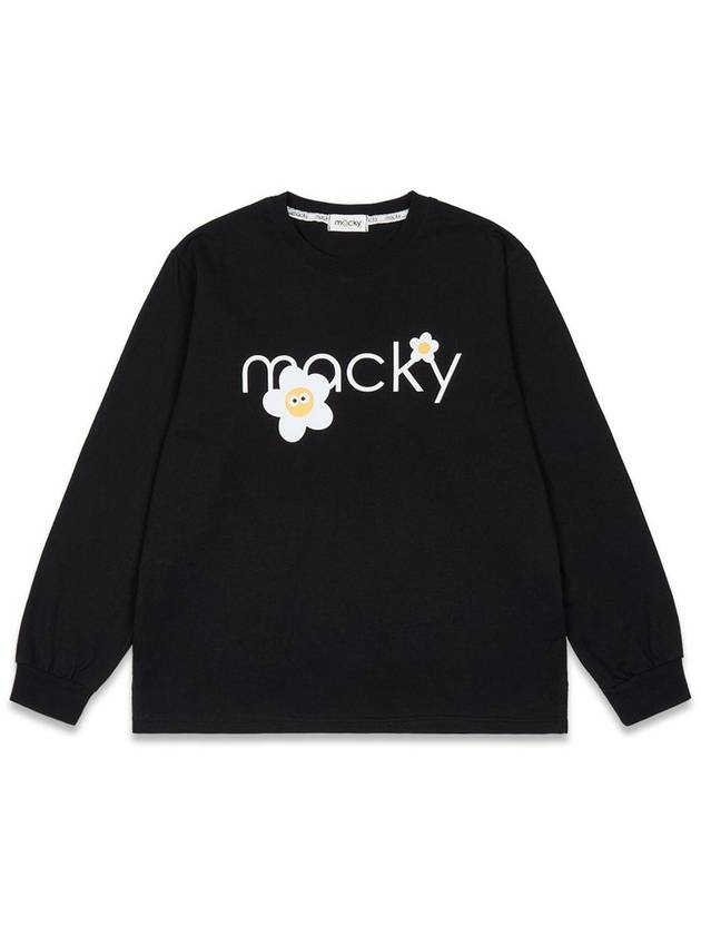 Logo Women s Long Sleeve T Shirt Basic Round Black MCFW24LT2BK - MACKY - BALAAN 2