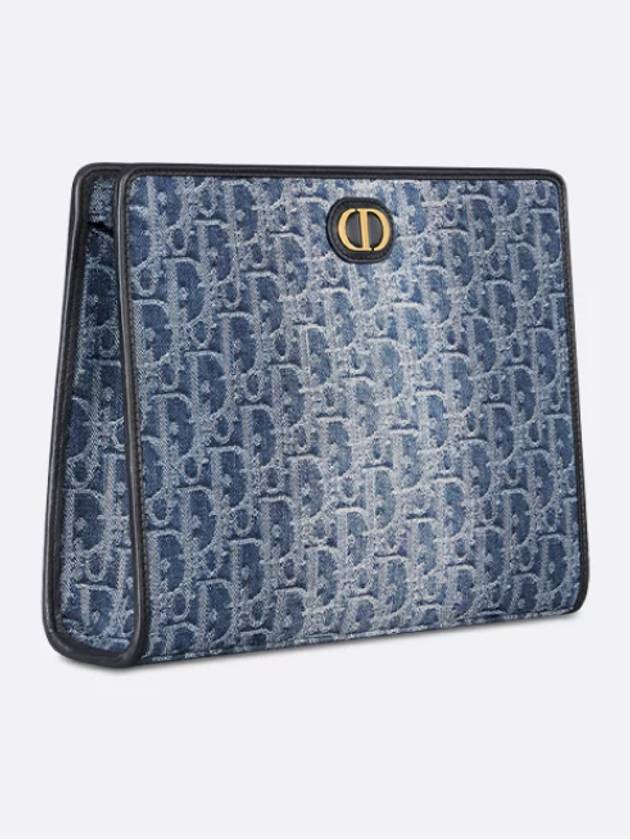 30 Montaine Dea Jacquard Denim Pouch Bag Blue - DIOR - BALAAN 3