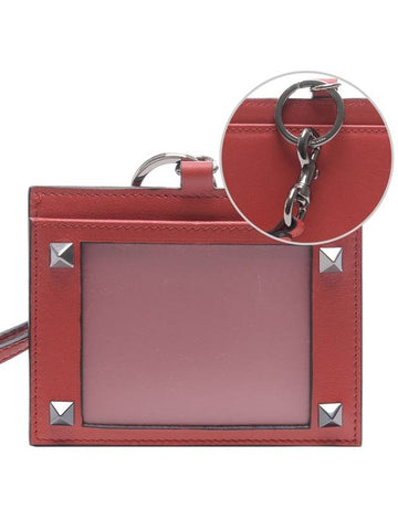 Men's Rockstud Necklace Card Wallet PY2P0P50_VH3_0RO_18S - VALENTINO - BALAAN 1