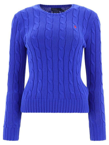 Embroidered Logo Pony Cable Knit Top Blue - POLO RALPH LAUREN - BALAAN 1