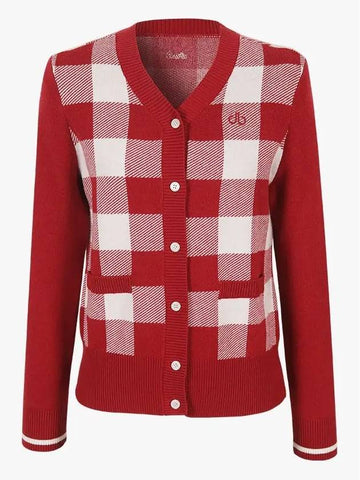 Drew Women s Jacquard Cardigan DF47KC02 RED - DRUH GOLF - BALAAN 1