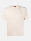 Cotton Blend Crew Neck Short Sleeve T-Shirt Beige - TOM FORD - BALAAN 3