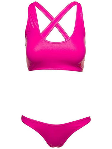 Crossover-Strap Bikini Set With Embroidered Logo In Technical Fabric Woman - THE ATTICO - BALAAN 1