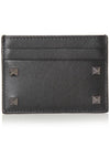 Rockstud Leather Card Wallet Black - VALENTINO - BALAAN.