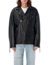 Leather Zip-Up Biker Jacket Black - ACNE STUDIOS - BALAAN 2