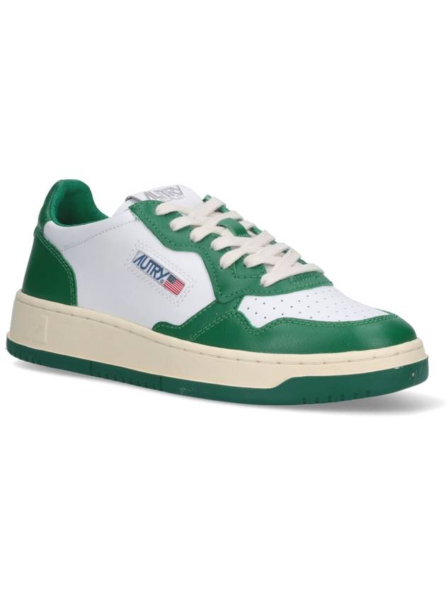 Men's Medalist Leather Low Top Sneakers Green - AUTRY - BALAAN 3