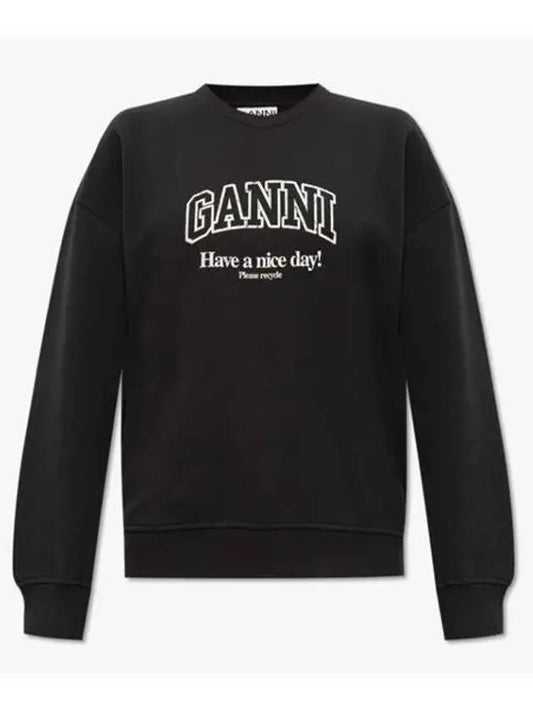 Logo Print Sweater Black - GANNI - BALAAN 2