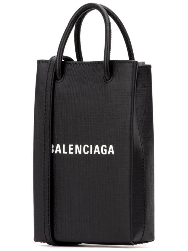 Logo Leather Phone Holder Mini Bag Black - BALENCIAGA - BALAAN 3