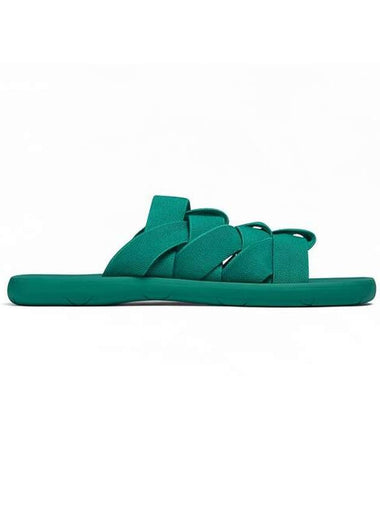 Intrecciato Flat Slippers Acid Turquoise - BOTTEGA VENETA - BALAAN 1