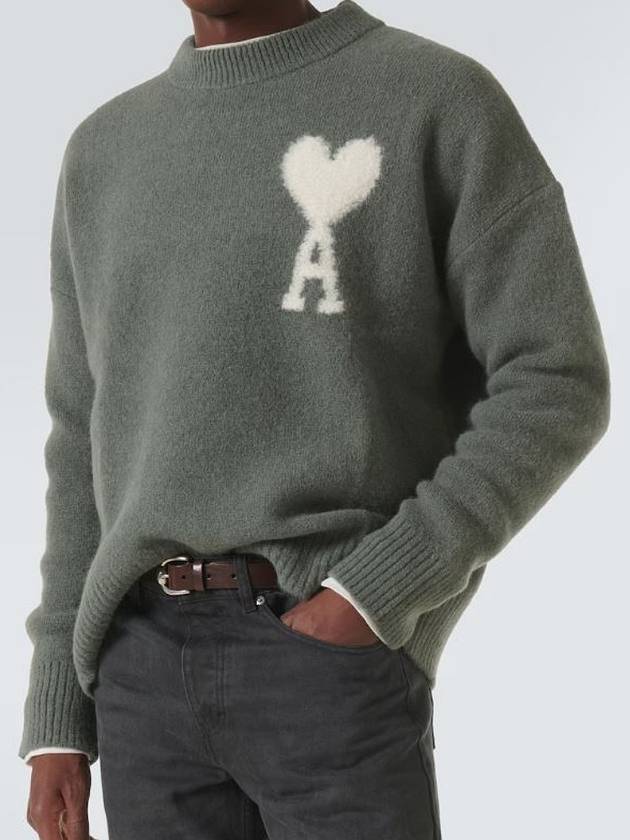 Intarsia Heart Logo Knit Top Antique Clay - AMI - BALAAN 5