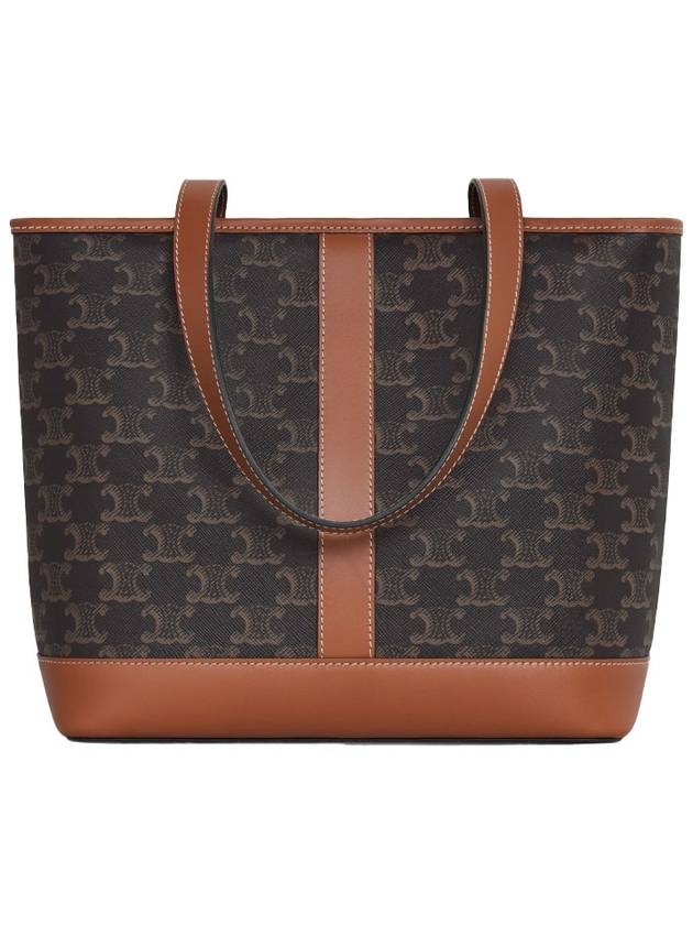 Triomphe Canvas Calfskin Tote Bag Brown Black - CELINE - BALAAN 5