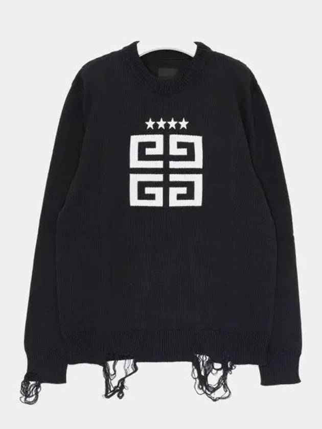 4G Logo Star Cotton Knit Top Black - GIVENCHY - BALAAN 2