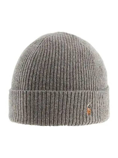 Pony Logo Wool Beanie Grey - POLO RALPH LAUREN - BALAAN 2