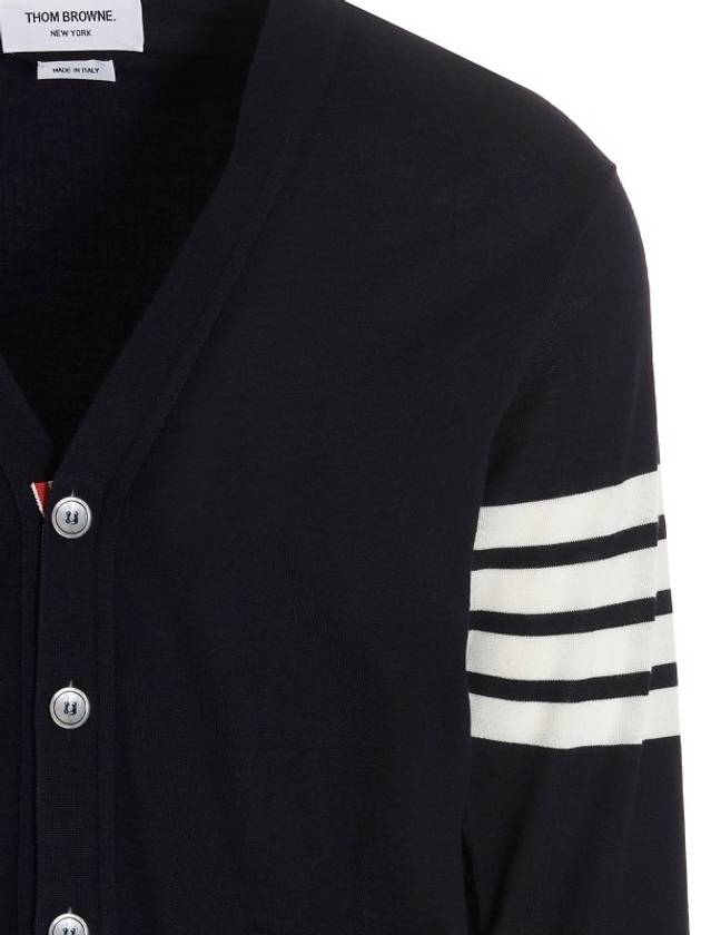 Men's Sustainable Classic Diagonal Wool Cardigan Navy - THOM BROWNE - BALAAN 5