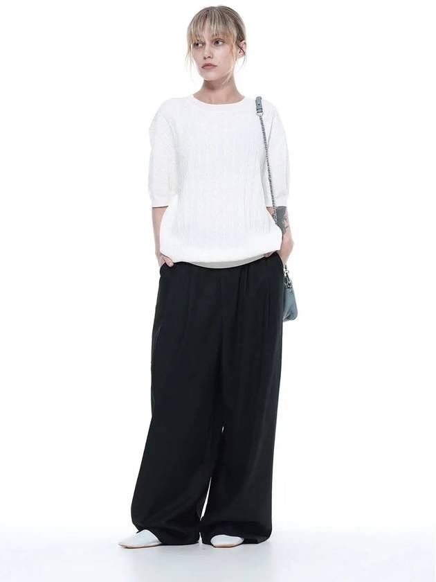 Women s LCRHK WH Linen Cable Round Half Knit White - CHANCE'S NOI - BALAAN 4