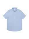 Men's Tencel Linen Emblem Embroidery Short Sleeve Shirt Sky Blue SW23ESH06SL - SOLEW - BALAAN 2