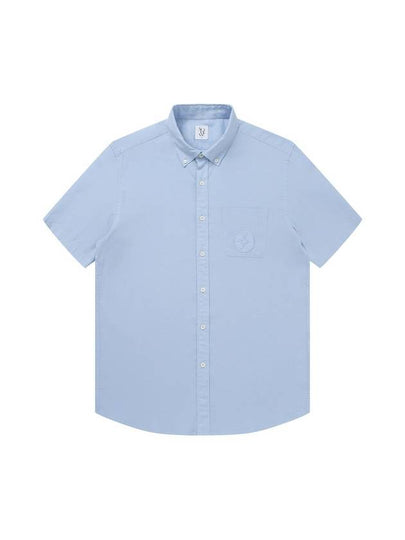 Tencel Linen Emblem Embroidered Short Sleeve Shirt Sky Blue - SOLEW - BALAAN 2