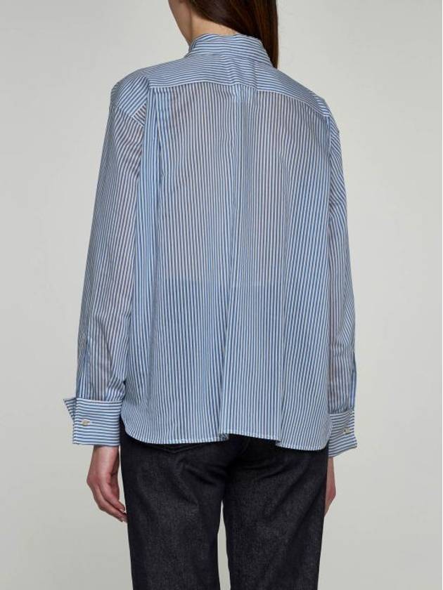 Vertigo Striped Cotton Shirt White Blue - MAX MARA - BALAAN 4