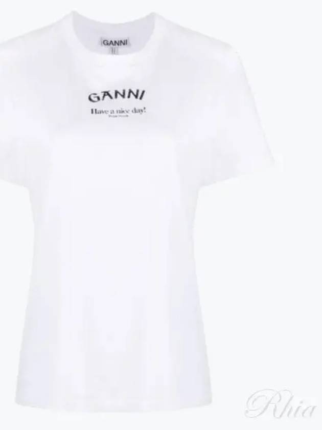 Logo Round Neck Relaxed Short Sleeve T-shirt Bright White - GANNI - BALAAN 2