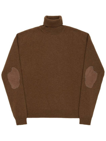 Leather patch detail high neck sweater knit - HAIDER ACKERMANN - BALAAN 1