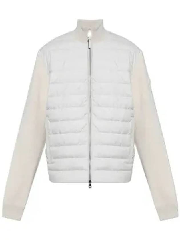 Padded Wool Cashmere Zip-Up Cardigan Beige - MONCLER - BALAAN 1