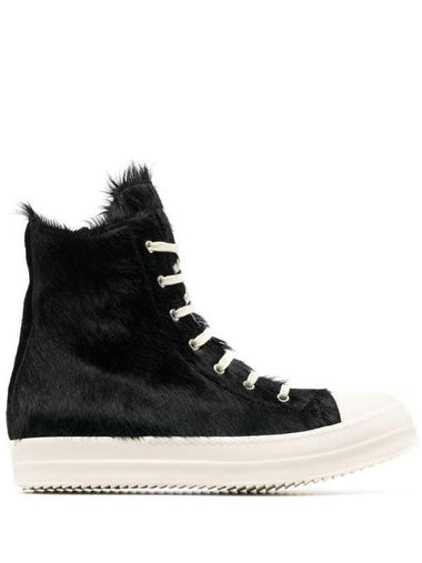 Shearling High Top Sneakers Black - RICK OWENS - BALAAN 1