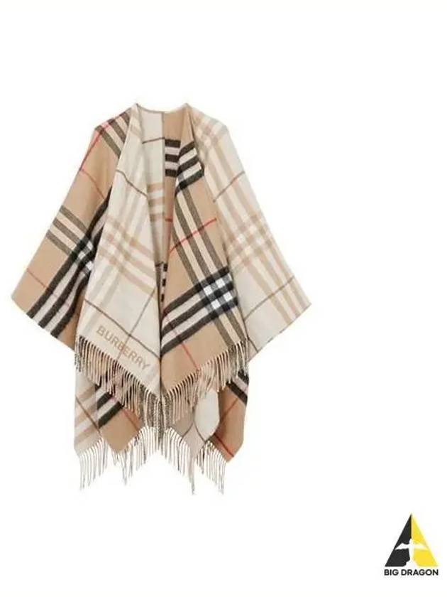 Contrast Check Wool Cashmere Scarf Beige - BURBERRY - BALAAN 2