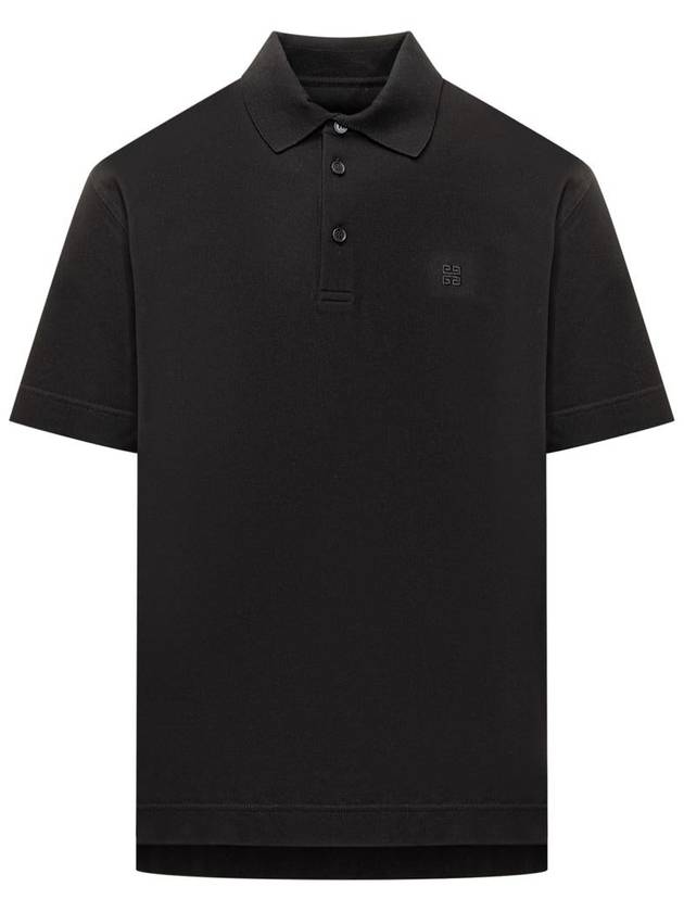 Embroidered Logo Cotton Polo Shirt Black - GIVENCHY - BALAAN 2