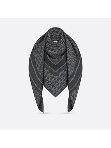 Oblique Wool Silk Scarf Navy - DIOR - BALAAN 1