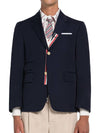 Typewriter Cloth Grosgrain Placket Sport Jacket Navy - THOM BROWNE - BALAAN 2