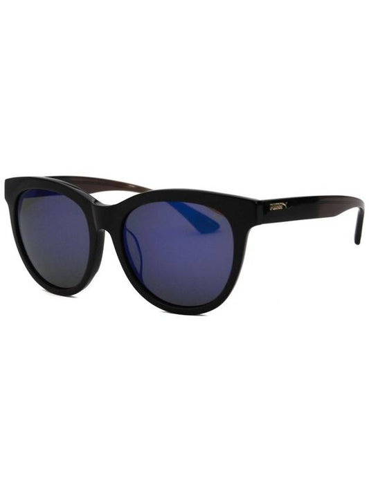 PU0089SK 001 Round Horn Rim Over Asian Fit Mirror Sunglasses - PUMA - BALAAN 1