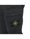 Stretch Cotton Cargo Straight Pants Black - STONE ISLAND - BALAAN 10