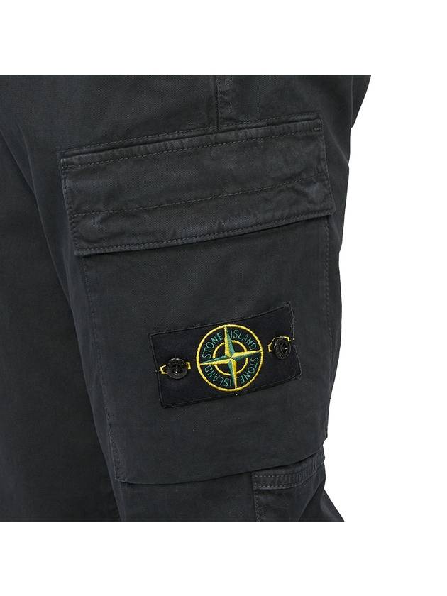 Stretch Cotton Cargo Straight Pants Black - STONE ISLAND - BALAAN 10