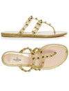 Rockstud Rubber Flat Thong Slippers Gold - VALENTINO - BALAAN 2