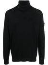 Wappen Patch Virgin Wool Turtleneck Black - STONE ISLAND - BALAAN 2