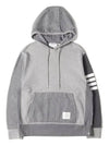 Panel Drawstring Cotton Hoodie Grey - THOM BROWNE - BALAAN 2