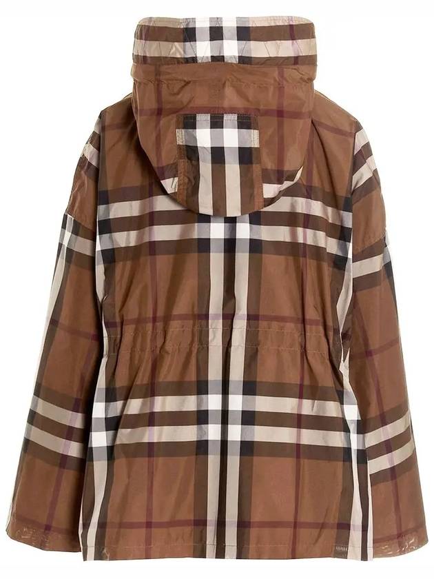 Check Hooded Jacket Dark Birch Brown - BURBERRY - BALAAN 4