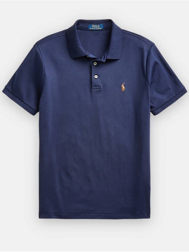 Embroidered Logo Pony Polo Shirt Blue - POLO RALPH LAUREN - BALAAN 1