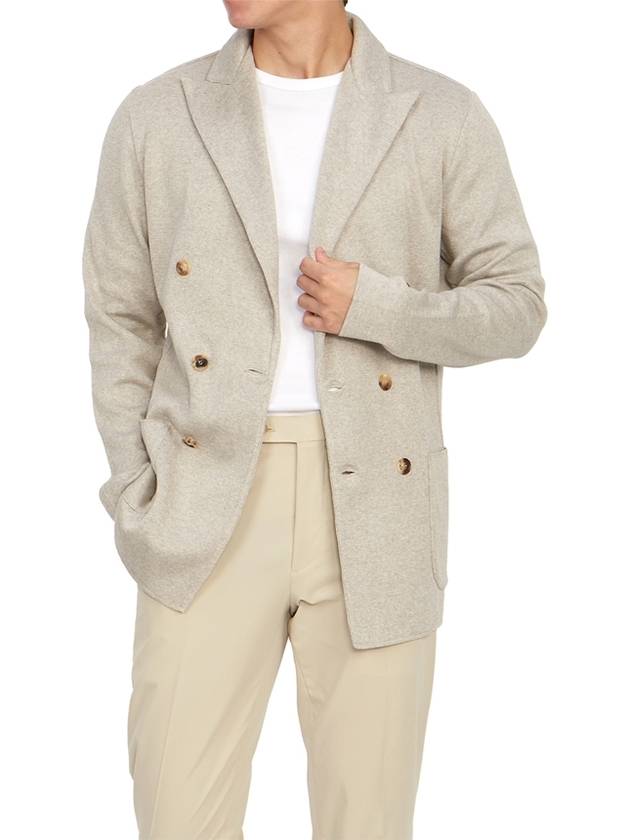 Men's Double Breasted Cardigan Beige - RVR LARDINI - BALAAN 6