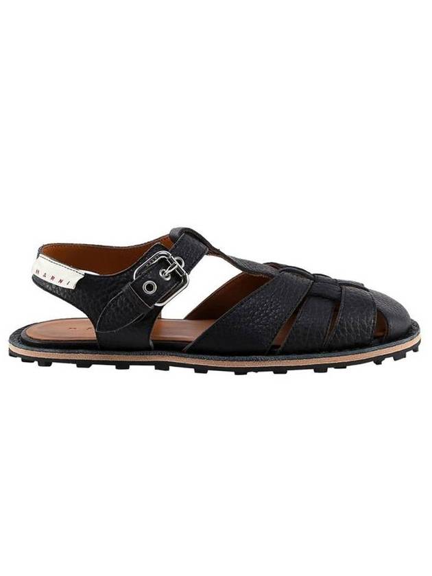 Grained Calfskin Fisherman Sandals Black - MARNI - BALAAN 1