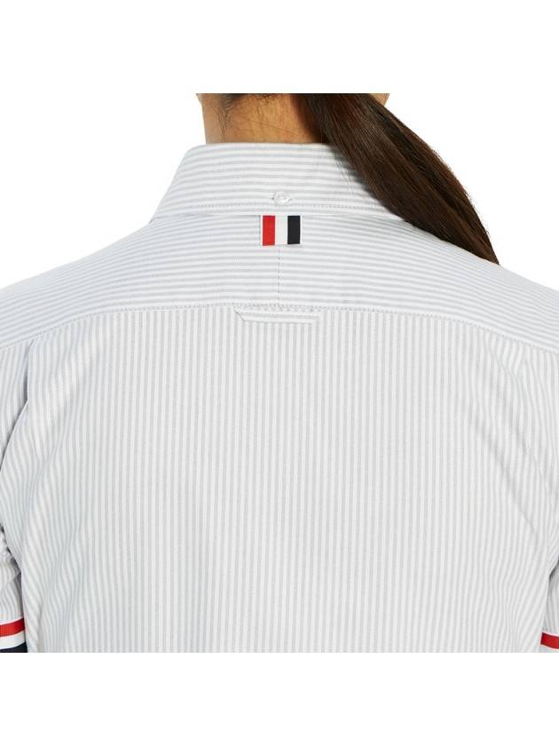 Women's Armband University Striped Oxford Shirt Medium Grey - THOM BROWNE - BALAAN 10