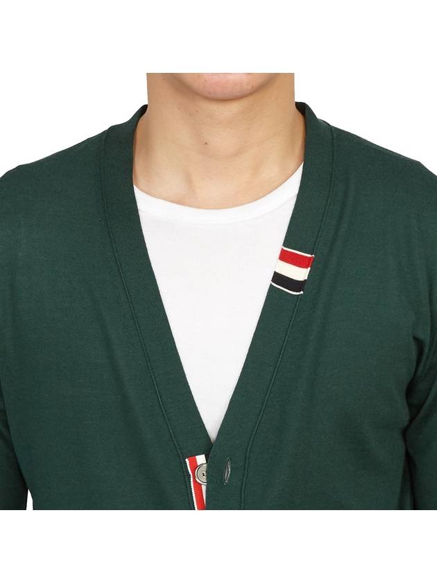 Men's Jersey Stitch V-Neck Cardigan Green - THOM BROWNE - BALAAN 11