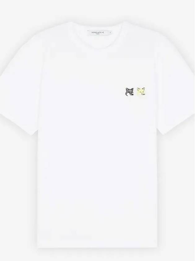 Double Monochrome Fox Head Patch Classic Short Sleeve T-Shirt White - MAISON KITSUNE - BALAAN 2