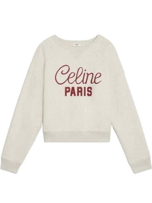 Logo Print Cotton Sweatshirt Beige - CELINE - BALAAN 1