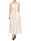 Women's Striped Strap Cotton Long Dress - GANNI - BALAAN 7