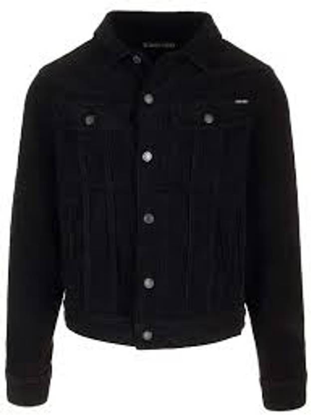 Wave Shirt Collar Cotton Corduroy Denim Jacket Black - TOM FORD - BALAAN 1