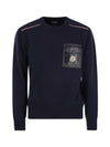 Chest Pocket Logo Patch Knit Top Navy - MONCLER - BALAAN 1